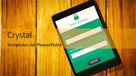  Presentation with online banking - Audience pleasing slide set consisting of online banking against tablet pc backdrop and a gold colored foreground