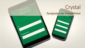 Presentation with online banking - Slide set having online banking against tablet and smartphone background and a cream colored foreground