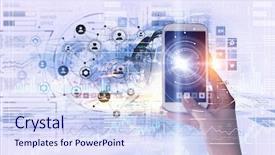  Presentation with mobile banking - Presentation consisting of online banking application mixed media background and a sky blue colored foreground