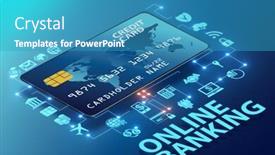 Presentation with online banking - Beautiful slide deck featuring online banking concept - 3d rendering backdrop and a teal colored foreground