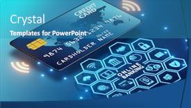  Presentation with online banking - Presentation design featuring online-banking-concept-3d-rendering background and a teal colored foreground