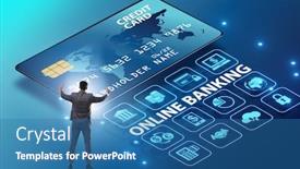 Presentation with online banking - Presentation consisting of online banking concept with businessman background and a teal colored foreground
