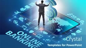  Presentation with online banking - Presentation design with online-banking-concept-with-businessman background and a teal colored foreground