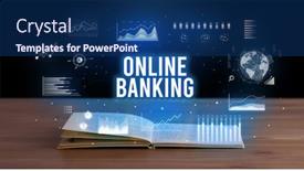  Presentation with online banking - Slide deck featuring online-banking-inscription-coming-out background and a ocean colored foreground