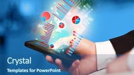  Presentation with smartphone - PPT layouts having online banking investment - business man holding smartphone background and a  colored foreground