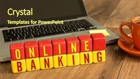  Presentation with online banking - Presentation design consisting of online banking written background and a tawny brown colored foreground