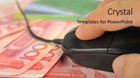  Presentation with money online - Presentation theme having online bills - hand use computer mouse background and a coral colored foreground