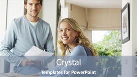  Presentation with home documents - Slides having online bills - portrait of a young couple background and a seafoam green colored foreground