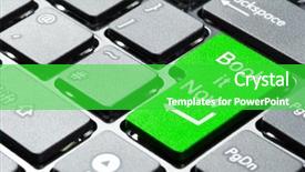  Presentation with computer keyboard and mouse - Slides with online booking - book it now button background and a shamrock green colored foreground