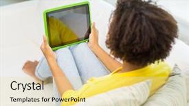  Presentation with black technology - PPT layouts having online booking - people technology advertisement and leisure background and a blonde colored foreground