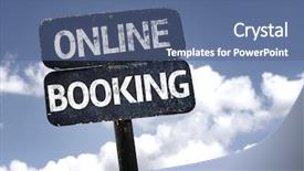  Presentation with clouds - Slides having online booking sign with clouds background and a ocean colored foreground