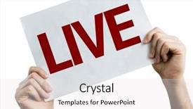  Presentation with live - Presentation with online broadcast air - live placard isolated on white background and a white colored foreground