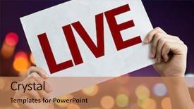  Presentation with live - Presentation theme with online broadcast air - live placard with night lights background and a coral colored foreground