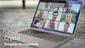  Presentation with conference - Presentation design consisting of online-business-conference-screen background and a gray colored foreground