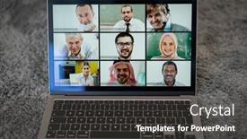  Presentation with conference - PPT layouts enhanced with online-business-conference-screen background and a dark gray colored foreground