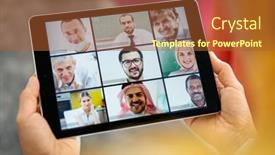  Presentation with conference - Slide deck enhanced with online-business-conference-screen background and a red colored foreground