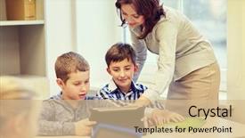  Presentation with school elementary - PPT theme with learning and people concept - teacher background and a coral colored foreground