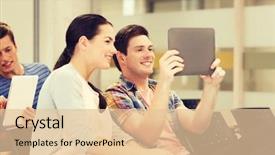  Presentation with education teamwork - Cool new PPT theme with self presentation - education high school teamwork backdrop and a lemonade colored foreground