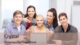  Presentation with black students - Beautiful slide deck featuring education technology advertisement and internet backdrop and a coral colored foreground