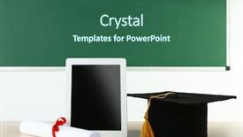  Presentation with diploma - Audience pleasing presentation theme consisting of graduation cap with tablet backdrop and a ocean colored foreground