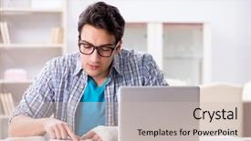  Presentation with young college student diagnosis of sti - Slide set with trauma education - young student man with hand background and a  colored foreground