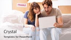  Presentation with pair - Amazing theme having online classified - young pair moving to new backdrop and a  colored foreground