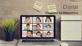  Presentation with classroom - Colorful theme enhanced with online-classroom-video-learning backdrop and a coral colored foreground