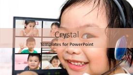  Presentation with classroom - Amazing PPT theme having online-classroom-video-learning backdrop and a coral colored foreground