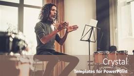  Presentation with communication - Cool new presentation with online-communication-with-students backdrop and a coral colored foreground