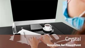  Presentation with consulting - Beautiful PPT theme featuring online-consultation-with-doctor backdrop and a tawny brown colored foreground