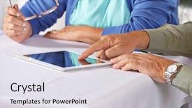  Presentation with seniors - Cool new PPT theme with online courses - seniors using the internet backdrop and a light gray colored foreground