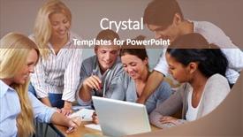  Presentation with small group working - Beautiful theme featuring online courses - studients doing group work backdrop and a  colored foreground