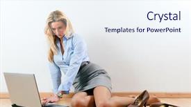  Presentation with home - Audience pleasing slides consisting of online dating - business woman working at home backdrop and a  colored foreground