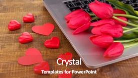  Presentation with online dating - Beautiful PPT layouts featuring online dating - computer with red hearts backdrop and a tawny brown colored foreground