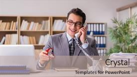  Presentation with phone - Amazing slides having online dating - man making proposal over phone backdrop and a mint green colored foreground