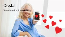  Presentation with online dating - Colorful PPT theme enhanced with online dating - people love technology and communication backdrop and a lemonade colored foreground