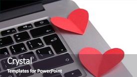  Presentation with online dating - Slide set having online dating - red hearts on computer keyboard background and a tawny brown colored foreground