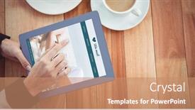  Presentation with online app - Audience pleasing PPT layouts consisting of online dating app against hipster businesswoman using her tablet backdrop and a coral colored foreground