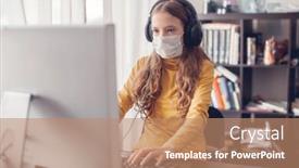  Presentation with distance learning - PPT theme with online-distance-learning-teen-gaming background and a coral colored foreground