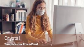  Presentation with distance learning - Colorful slide set enhanced with online-distance-learning-teen-gaming backdrop and a coral colored foreground