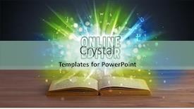  Presentation with educational - Beautiful presentation theme featuring online editor inscription coming out from an open book educational concept backdrop and a mint green colored foreground