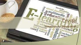  Presentation with learning - Slide set consisting of online education concept - e-learning background and a soft green colored foreground