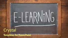  Presentation with learning - Beautiful presentation theme featuring online-education-concept-e-learning backdrop and a tawny brown colored foreground