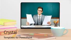  Presentation with education - Presentation theme consisting of online education concept background and a coral colored foreground