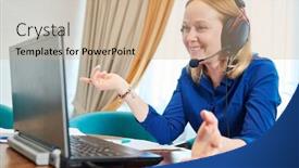  Presentation with online meeting - Slide set enhanced with online-education-or-distant-work background and a coral colored foreground