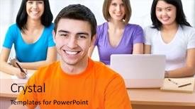  Presentation with young college student diagnosis of chlamydia - Cool new presentation with online exam - happy young students studying together backdrop and a gold colored foreground