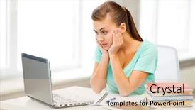  Presentation with stressed - Audience pleasing presentation theme consisting of online exam - picture of stressed student backdrop and a lemonade colored foreground