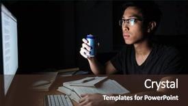  Presentation with asian nurse helps a man - PPT theme consisting of online exam - serious asian young man studying background and a wine colored foreground