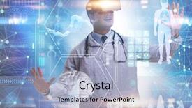  Presentation with telemedicine - Colorful presentation enhanced with online exam - telemedicine concept with doctor wearing backdrop and a light blue colored foreground