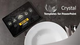 Presentation with online food order - Presentation consisting of online fast food order concept on a laid table background and a dark gray colored foreground